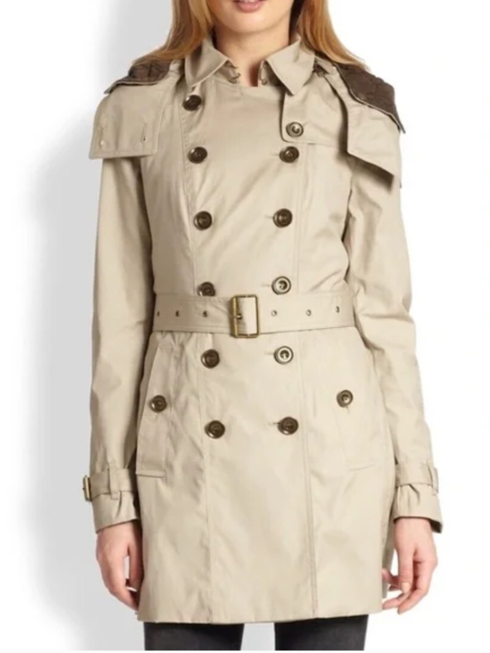 Burberry Brit Reymoore Hooded Trench Coat Taupe Size 4